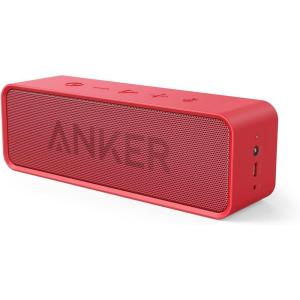 imageAnker Soundcore Upgraded Bluetooth Speaker with IPX5 Waterproof Stereo Sound 24H Playtime Portable Wireless Speaker for iPhone Samsung and More BlackRed