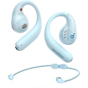 imageSoundcore by Anker AeroFit Pro OpenEar Headphones Ultra Comfort Secure Fit Ergonomic Design Rich Sound with LDAC Bluetooth 53 IP55 WaterResistant 46H Playtime App Control Wireless EarbudsAqua Blue