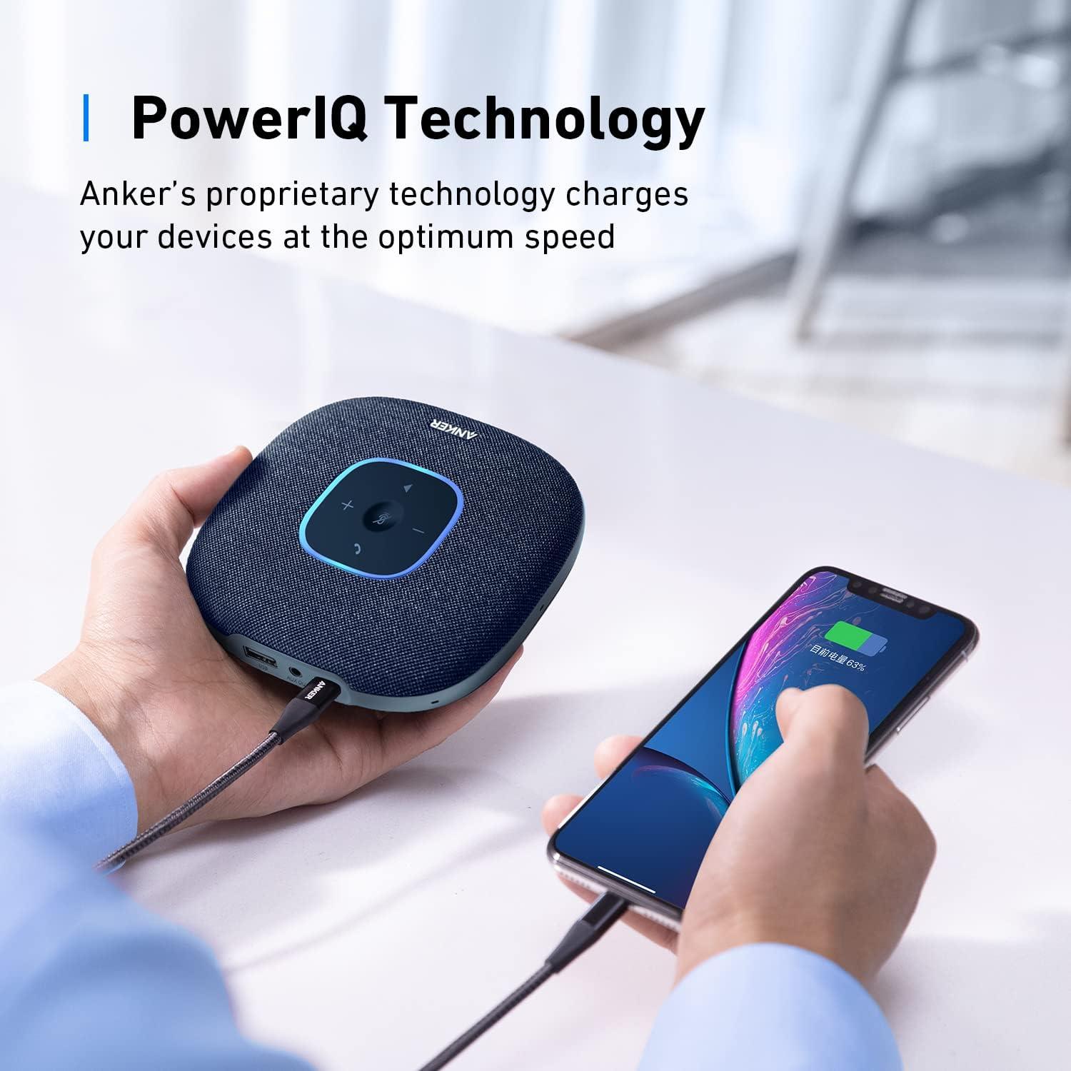 imageAnker PowerConf S3 Speakerphone with 6 Mics Enhanced Voice Pickup 24H Call Time App Control Bluetooth 5 USB C Conference Speaker Compatible with Leading Platforms Home OfficeBlue