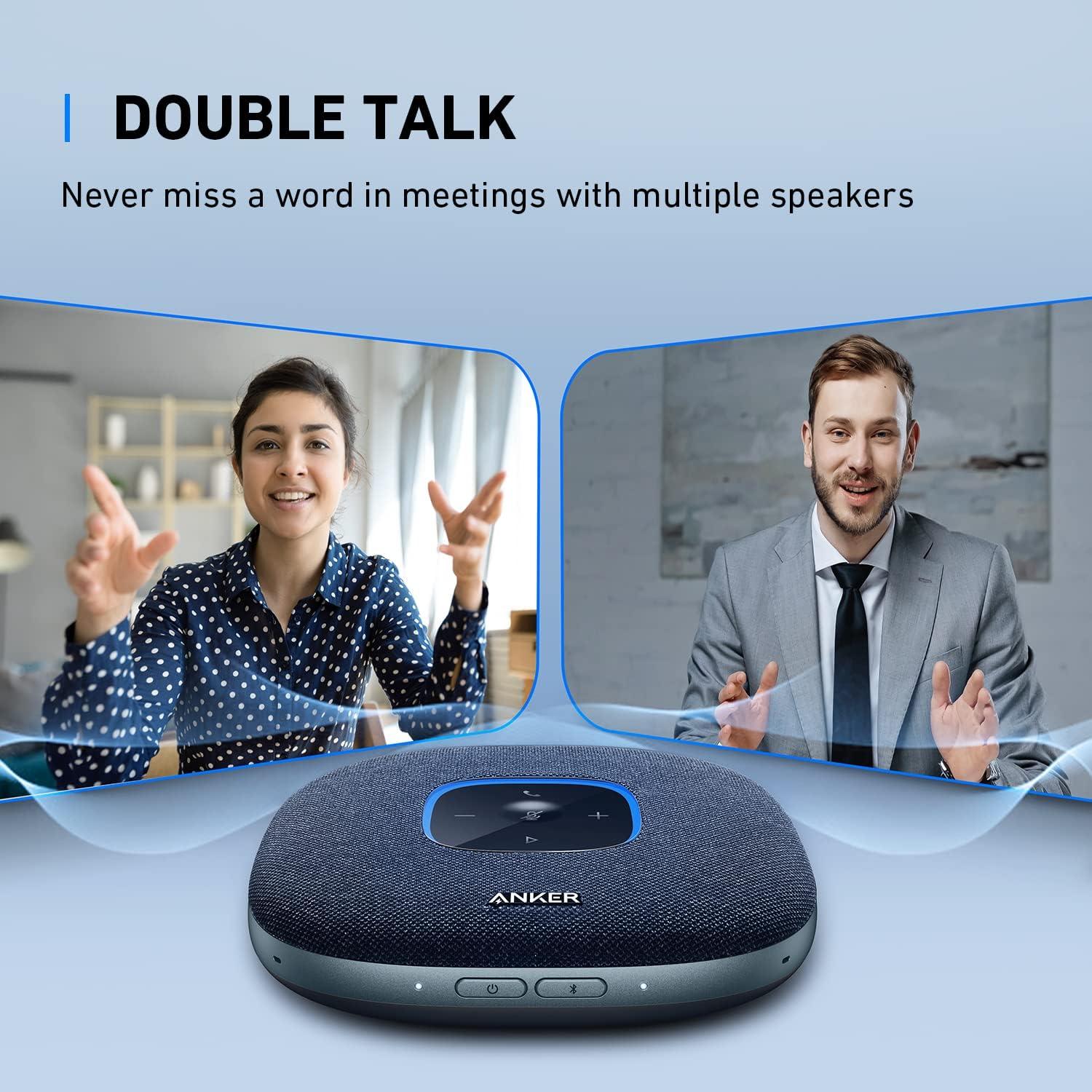 imageAnker PowerConf S3 Speakerphone with 6 Mics Enhanced Voice Pickup 24H Call Time App Control Bluetooth 5 USB C Conference Speaker Compatible with Leading Platforms Home OfficeBlue