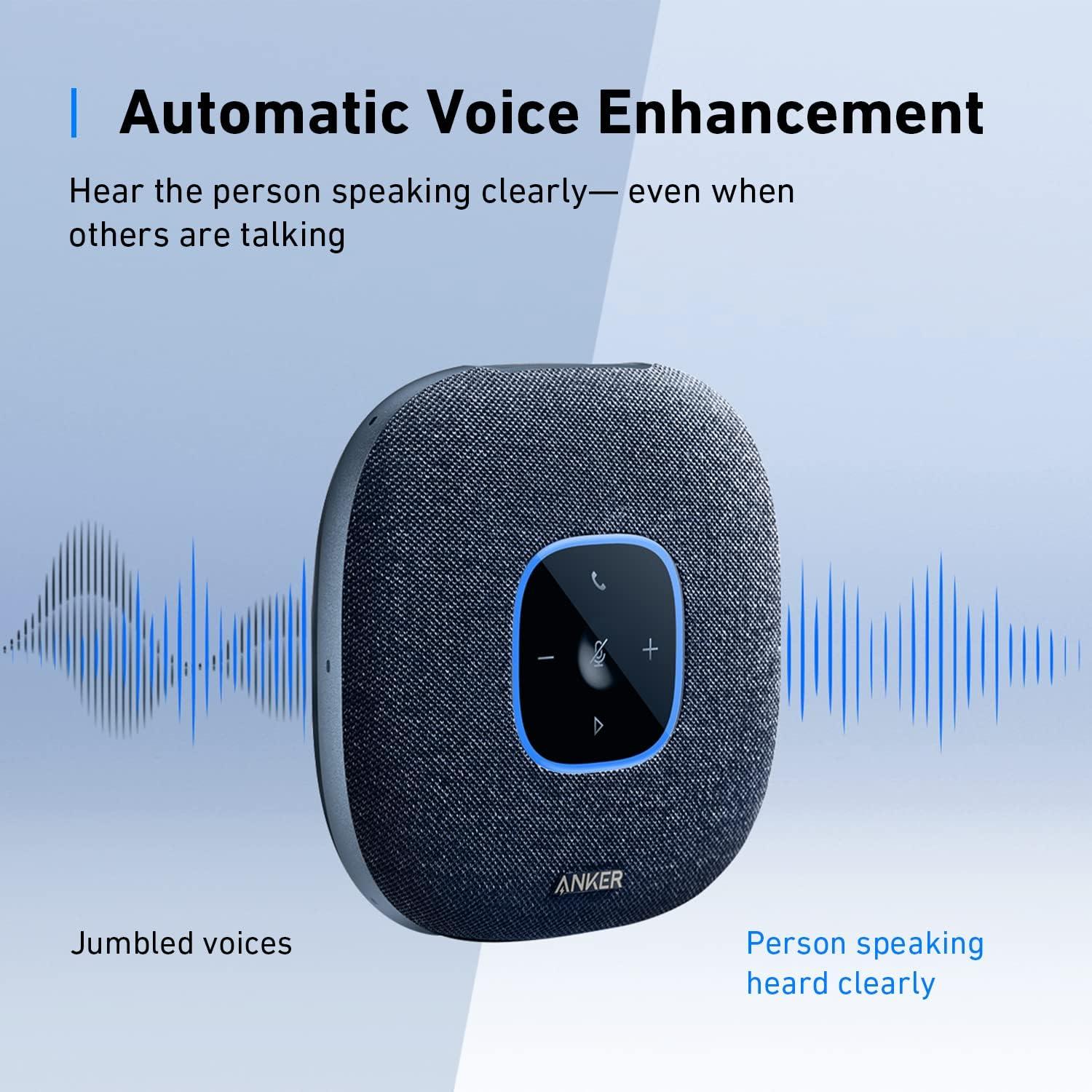 imageAnker PowerConf S3 Speakerphone with 6 Mics Enhanced Voice Pickup 24H Call Time App Control Bluetooth 5 USB C Conference Speaker Compatible with Leading Platforms Home OfficeBlue