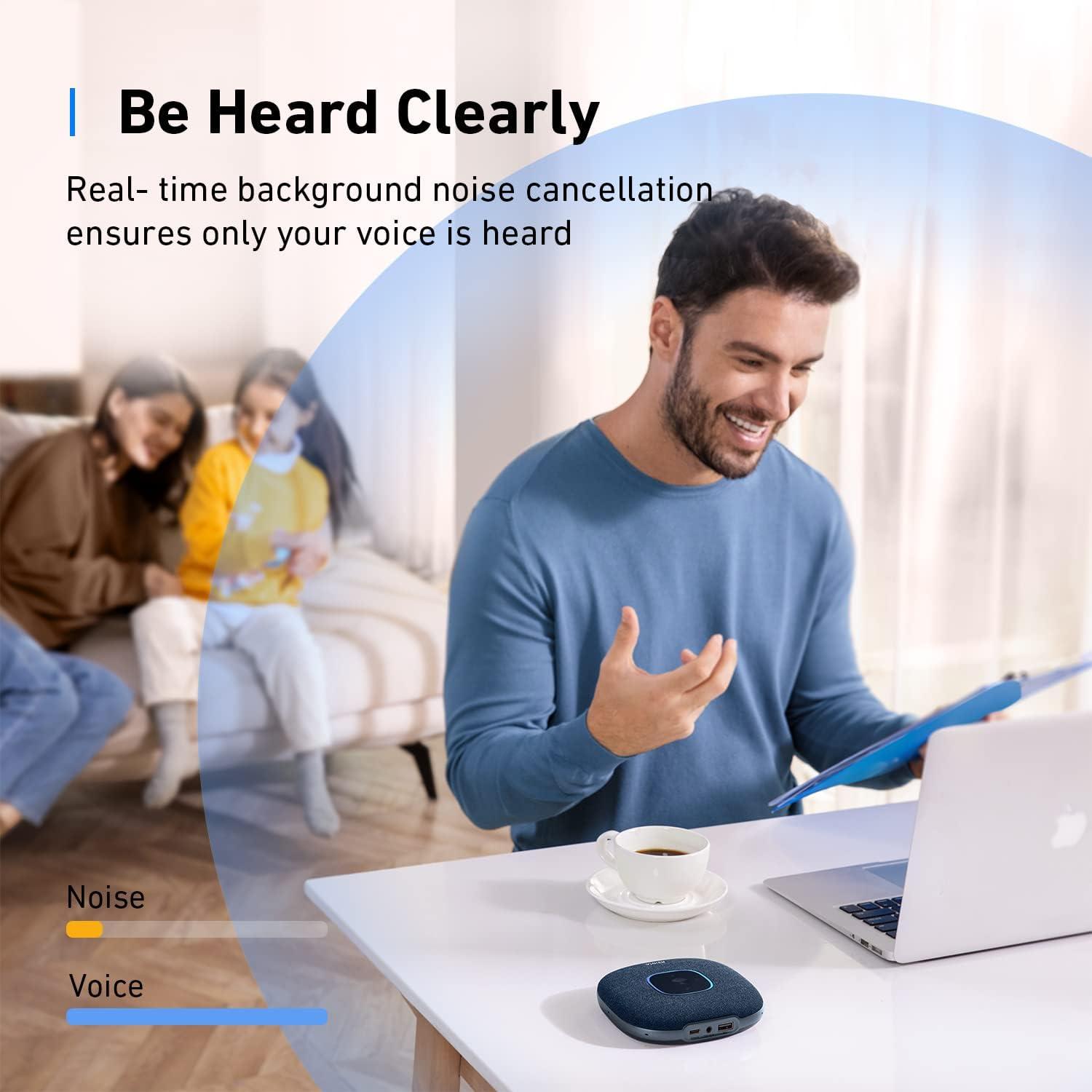imageAnker PowerConf S3 Speakerphone with 6 Mics Enhanced Voice Pickup 24H Call Time App Control Bluetooth 5 USB C Conference Speaker Compatible with Leading Platforms Home OfficeBlue
