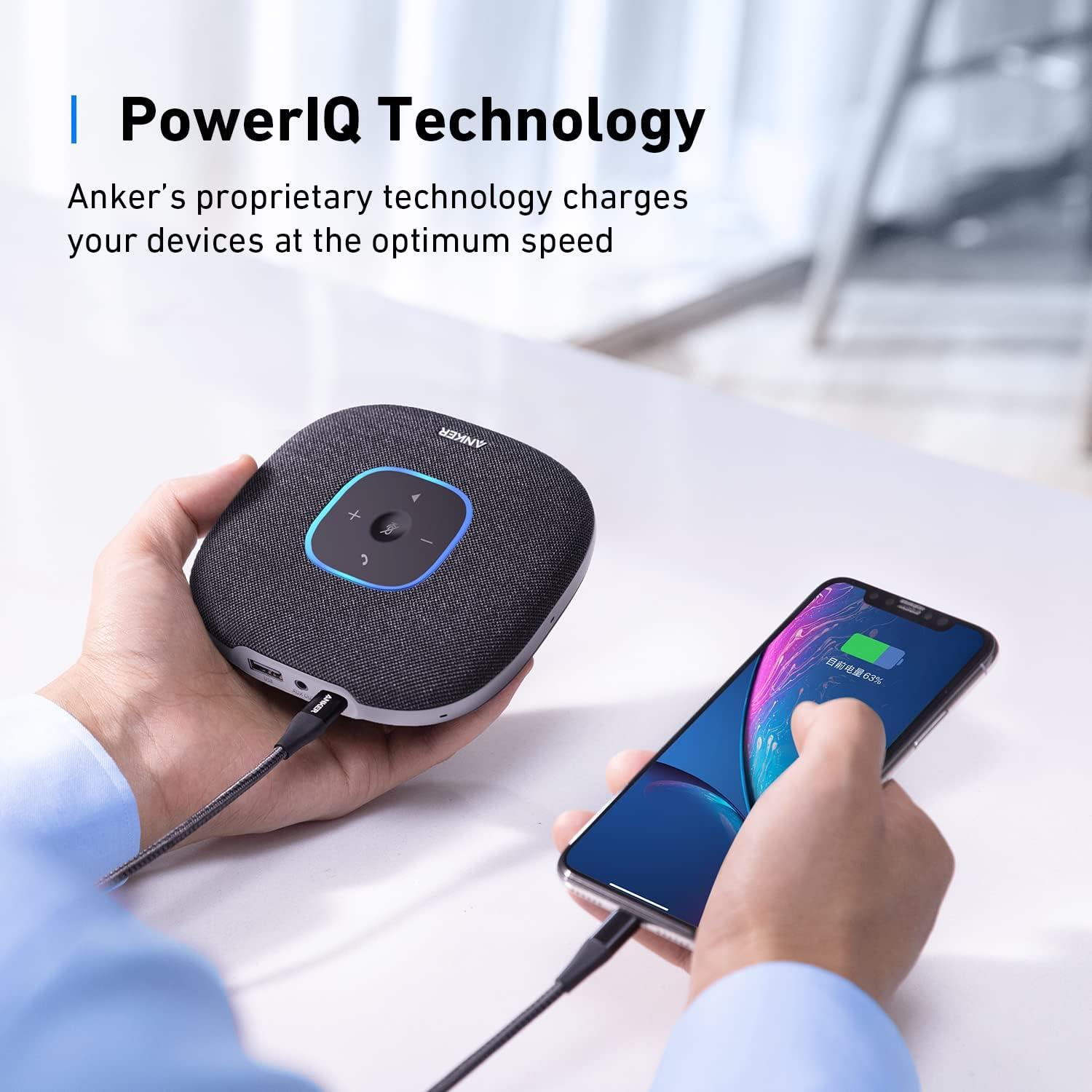imageAnker PowerConf S3 Speakerphone with 6 Mics Enhanced Voice Pickup 24H Call Time App Control Bluetooth 5 USB C Conference Speaker Compatible with Leading Platforms Home OfficeBlack
